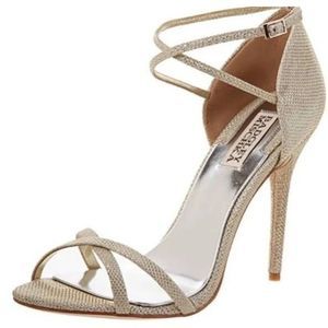 Bagley Mischka Dominique Metallic Mesh Silver Sparkle Stiletto Shoe sz 8.5 6067